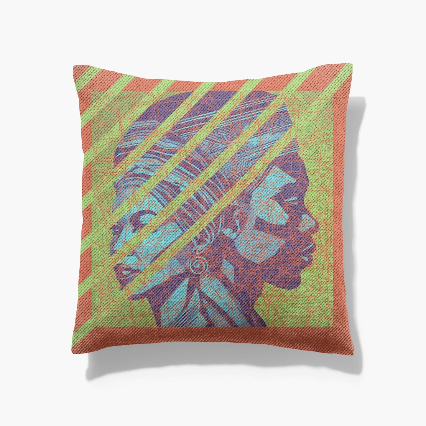 AFROCENTRIC, AFRICAN PORTRAIT, BLACK COUPLE, SILHOUETTE, WOVEN PILLOW