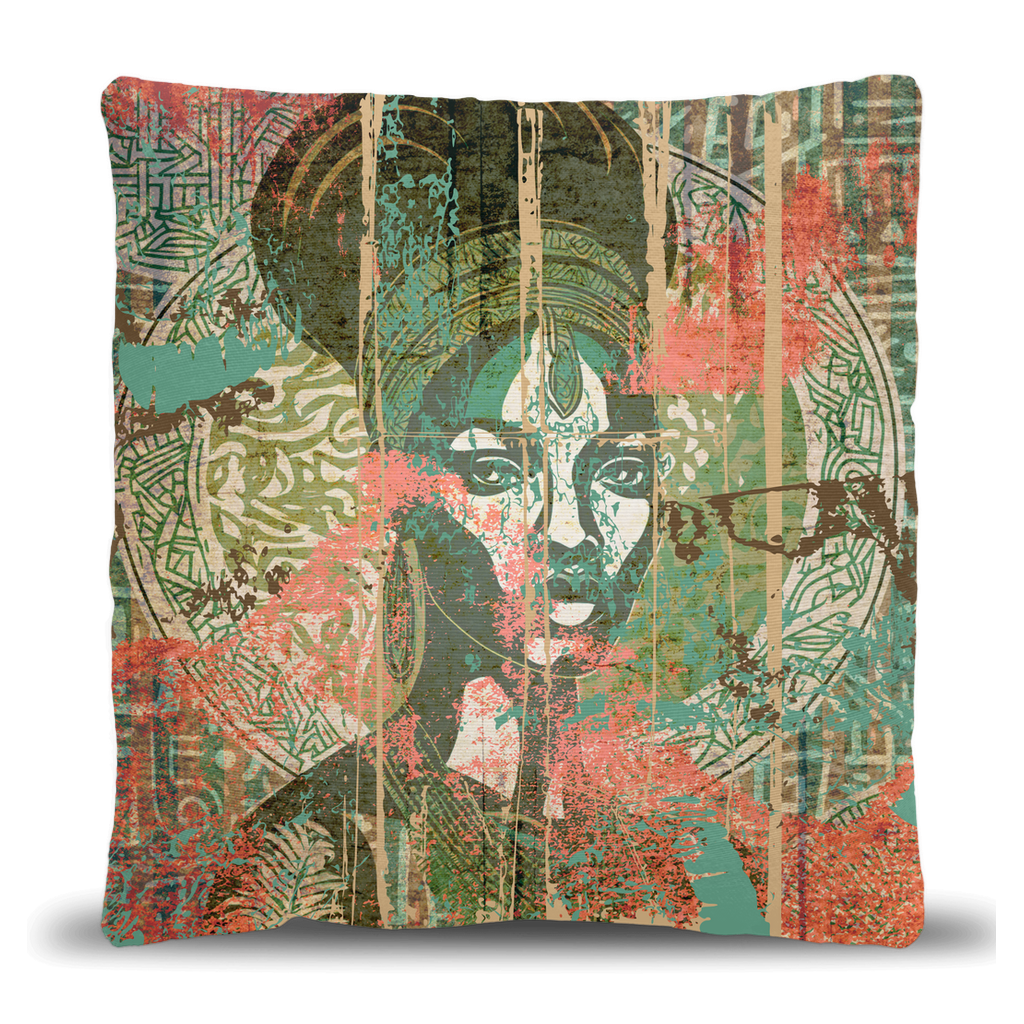 AFRICAN WOMAN, AFROCENTRIC DESIGN, ABSTRACT PORTRAIT, BLACK WOMAN PAINTING, BLACK ARTWORK, WOVEN PILLOW, THROW PILLOW, HOME DECR, 