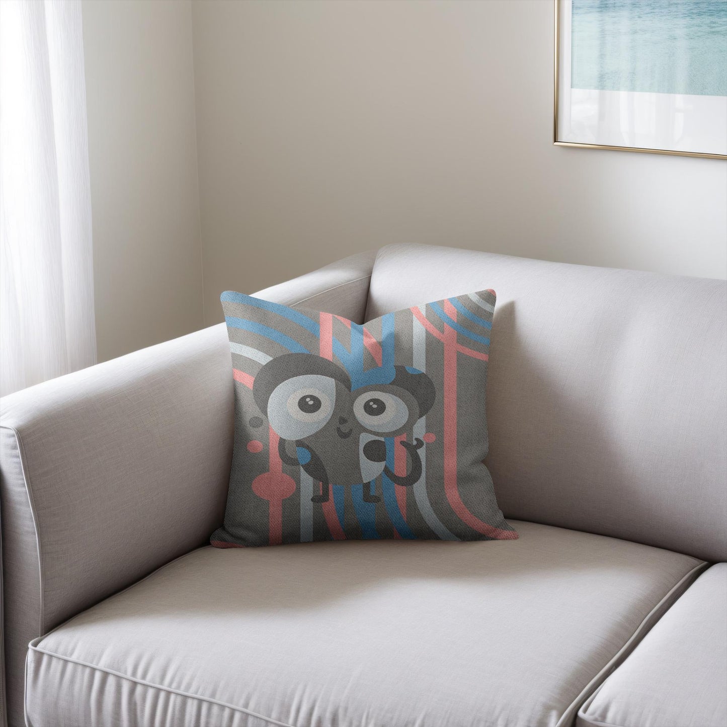 LE CRAB IN GRAY WOVEN PILLOW