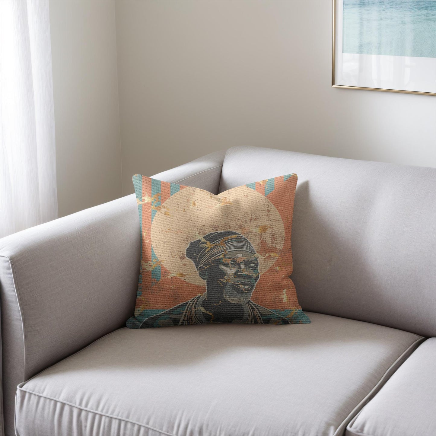 AFRCENTRIC, AFRICAN MAN, TRIBAL, BLACK MAN, BLACK ARTWORK, BLACK MAN PORTRAIT, AFRICAN INSPIRED WOVEN PILLOW, HOME DECOR 