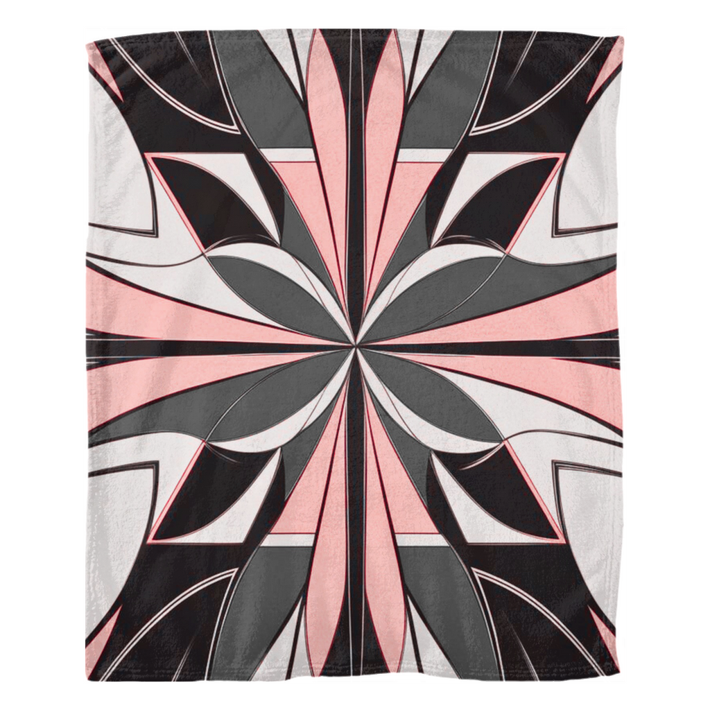 MID-CENTURY STARBURST IN GRAY FLEECE BLANKET