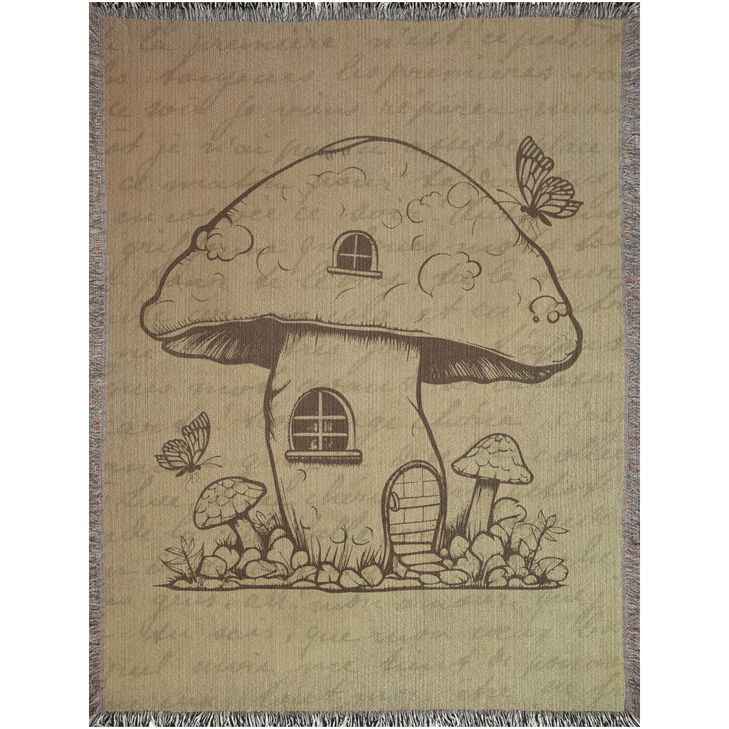 MUSHROOM HOUSE IN BEIGE WOVEN BLANKET