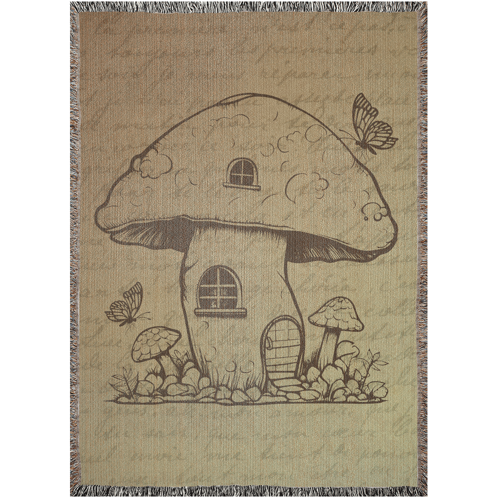 MUSHROOM HOUSE IN BEIGE WOVEN BLANKET