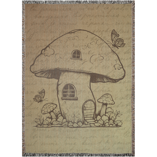 MUSHROOM HOUSE IN BEIGE WOVEN BLANKET