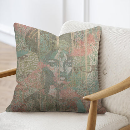 AFRICAN WOMAN, AFROCENTRIC DESIGN, ABSTRACT PORTRAIT, BLACK WOMAN PAINTING, BLACK ARTWORK, WOVEN PILLOW, THROW PILLOW, HOME DECR, 