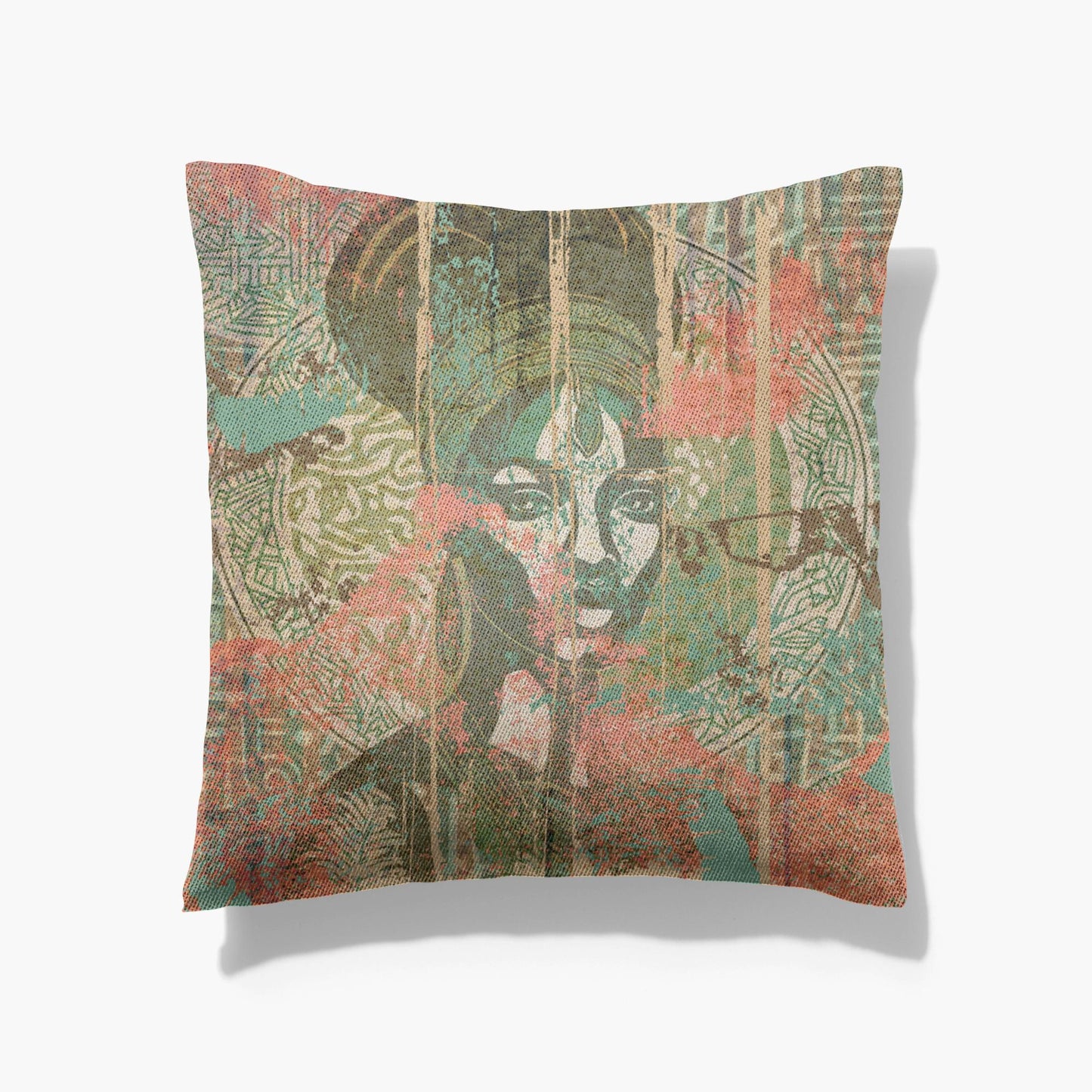 AFRICAN WOMAN, AFROCENTRIC DESIGN, ABSTRACT PORTRAIT, BLACK WOMAN PAINTING, BLACK ARTWORK, WOVEN PILLOW, THROW PILLOW, HOME DECR, 