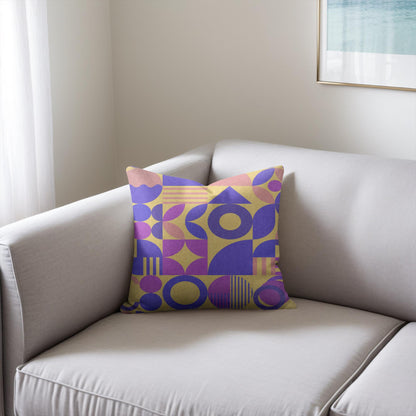 GEO JOLLOF - TRIBAL BAUHAUS IN YELLOW WOVEN PILLOW