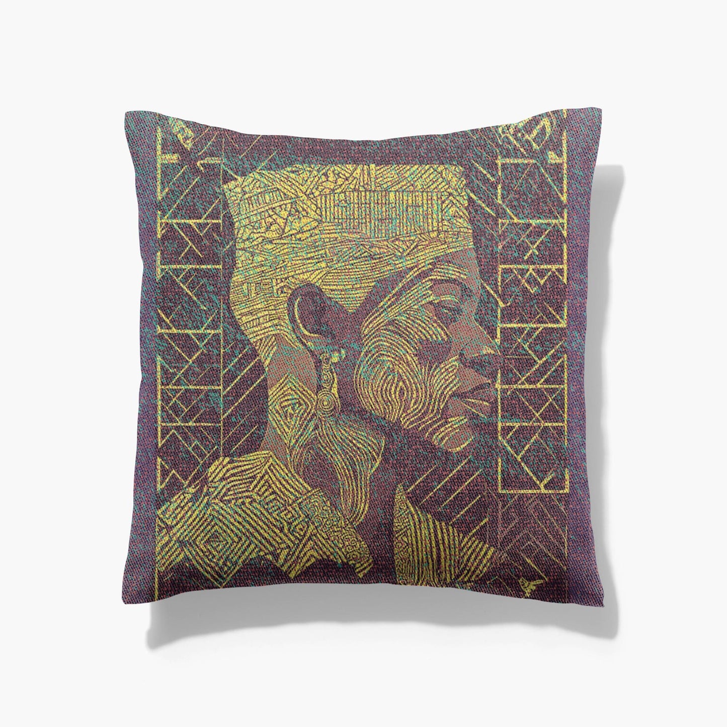 AFRICAN MAN, AFROCENTRIC DESIGN, ABSTRACT PORTRAIT, BLACK MAN PAINTING, BLACK ARTWORK, WOVEN PILLOW, THROW PILLOW, HOME DECOR, 