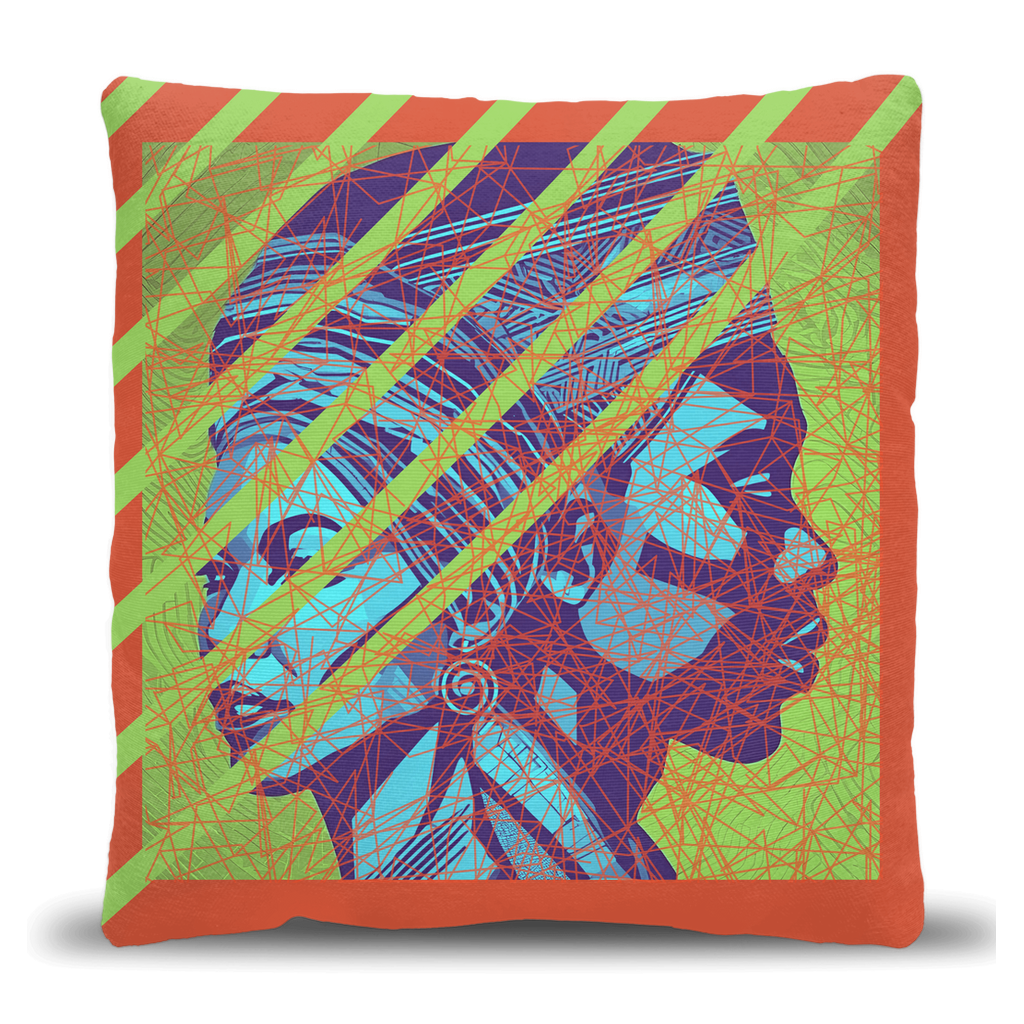 AFROCENTRIC, AFRICAN PORTRAIT, BLACK COUPLE, SILHOUETTE, WOVEN PILLOW