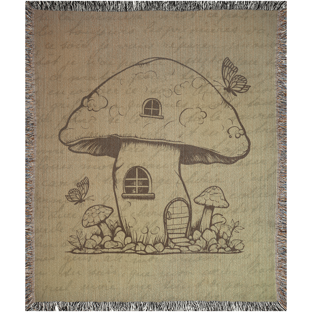 MUSHROOM HOUSE IN BEIGE WOVEN BLANKET