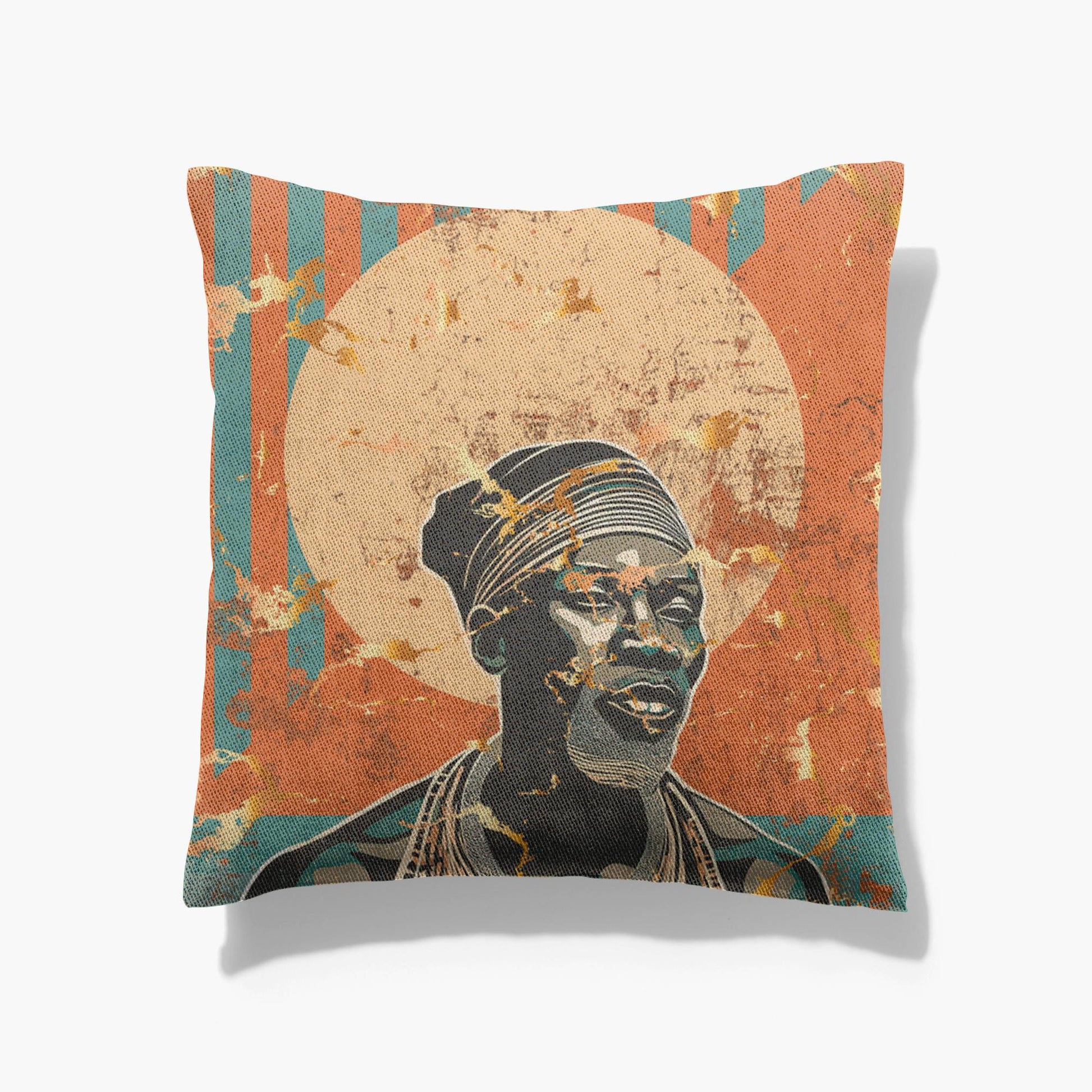 AFRCENTRIC, AFRICAN MAN, TRIBAL, BLACK MAN, BLACK ARTWORK, BLACK MAN PORTRAIT, AFRICAN INSPIRED WOVEN PILLOW, HOME DECOR 