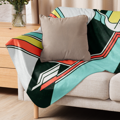 GEO-GROOVE MID-CENTURY IN TEAL SHERPA BLANKET