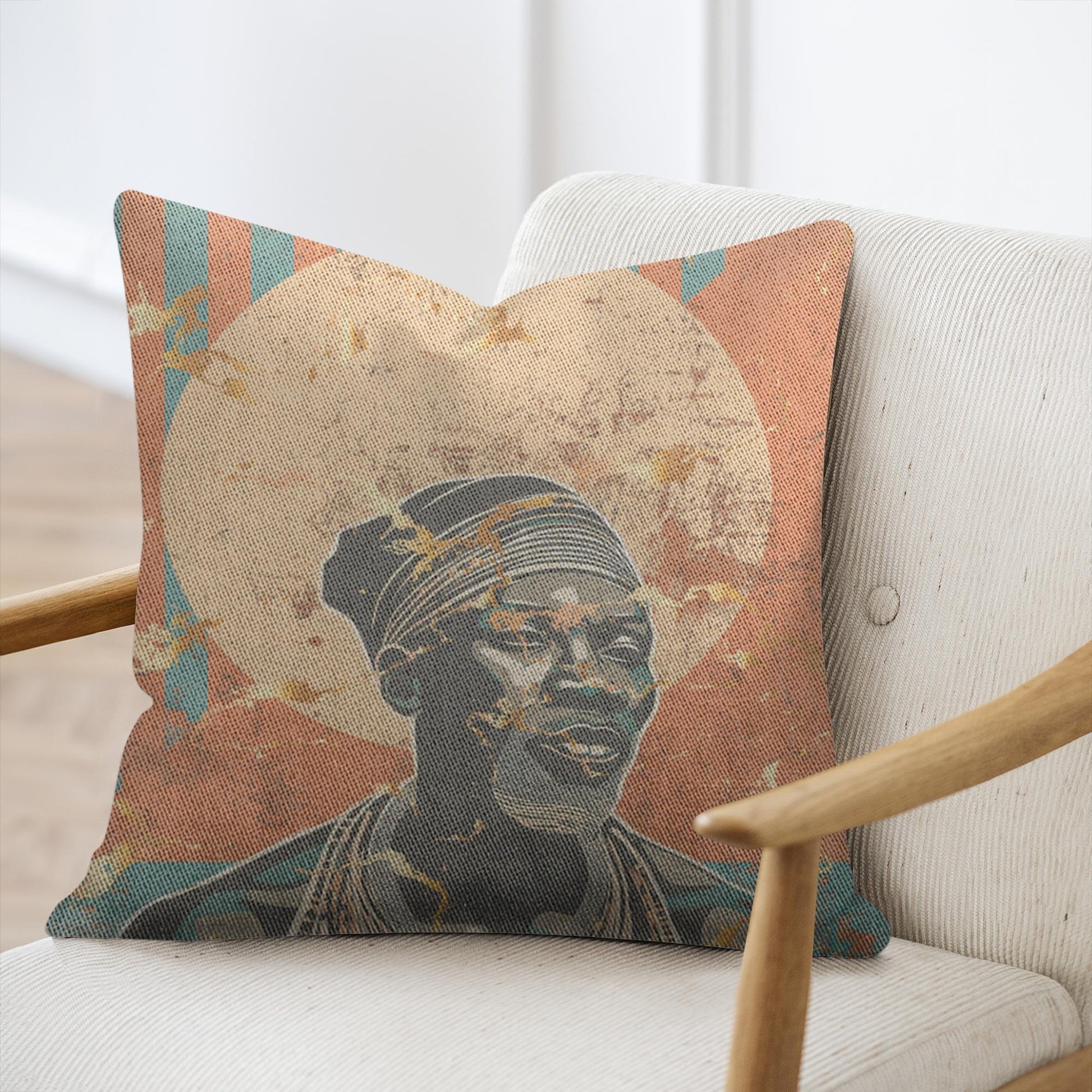 AFRCENTRIC, AFRICAN MAN, TRIBAL, BLACK MAN, BLACK ARTWORK, BLACK MAN PORTRAIT, AFRICAN INSPIRED WOVEN PILLOW, HOME DECOR 